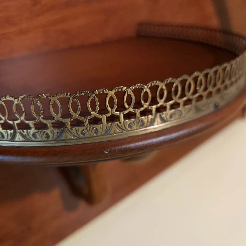 Vintage Wall Mounted Shelf With Brass Trim